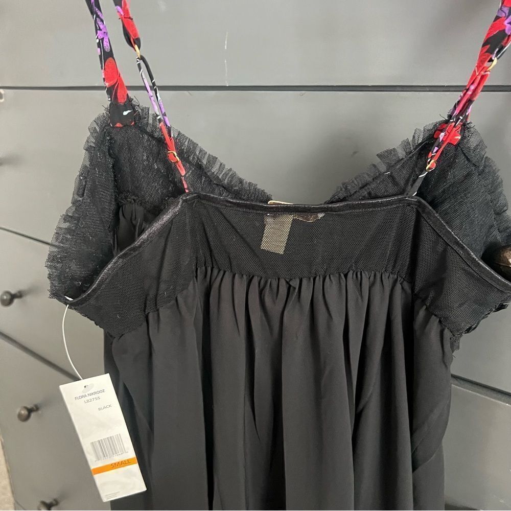 Flora Nikrooz Black Mesh Ruffle Teddy New, Small - Picture 6 of 9